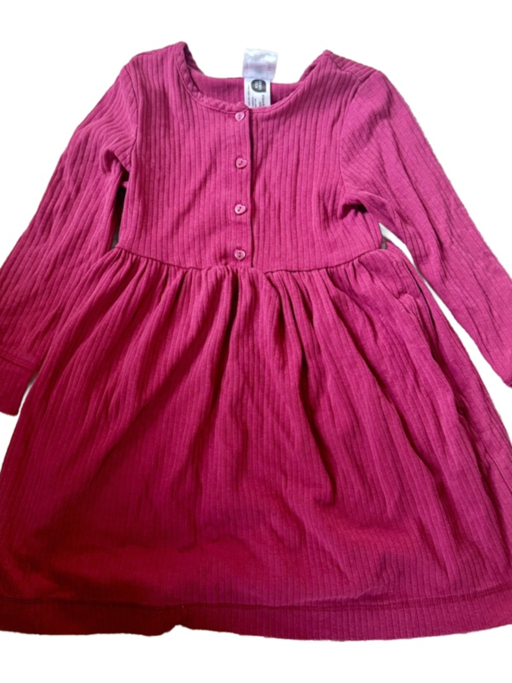 Hanna Andersson Ribbed Long-Sleeve Dress - Fuchsia